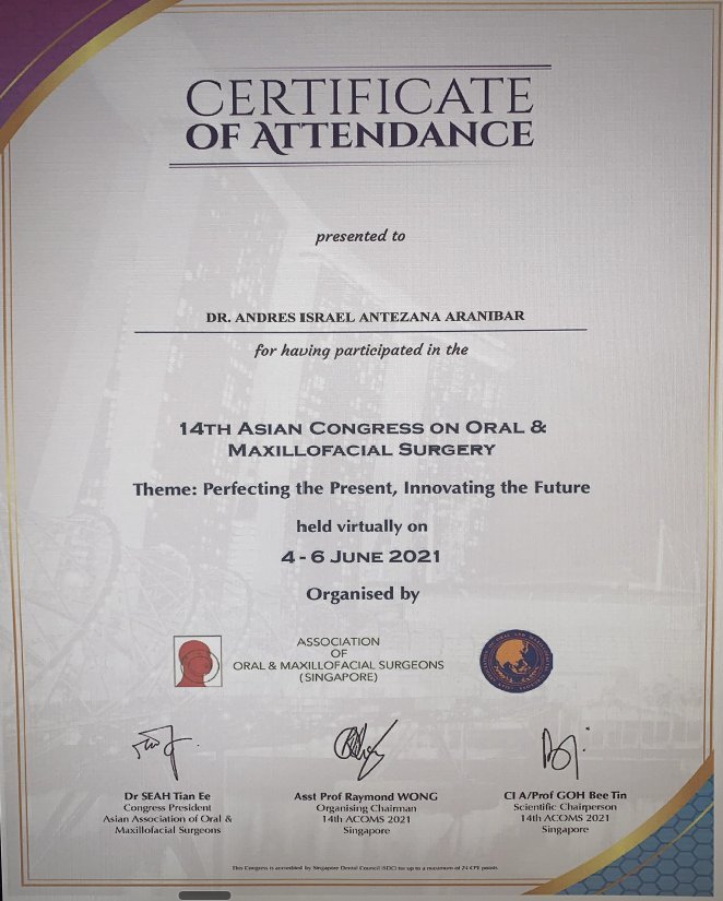 Certificado ACOMS Singapur